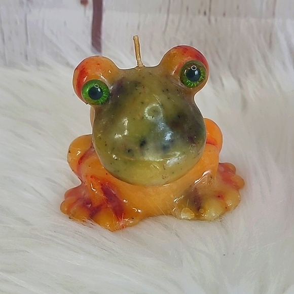 Vintage 70s Pair of Rainbow Wax Animal Candles Candle Frog Dog Spaniel Puppy - Picture 7 of 17